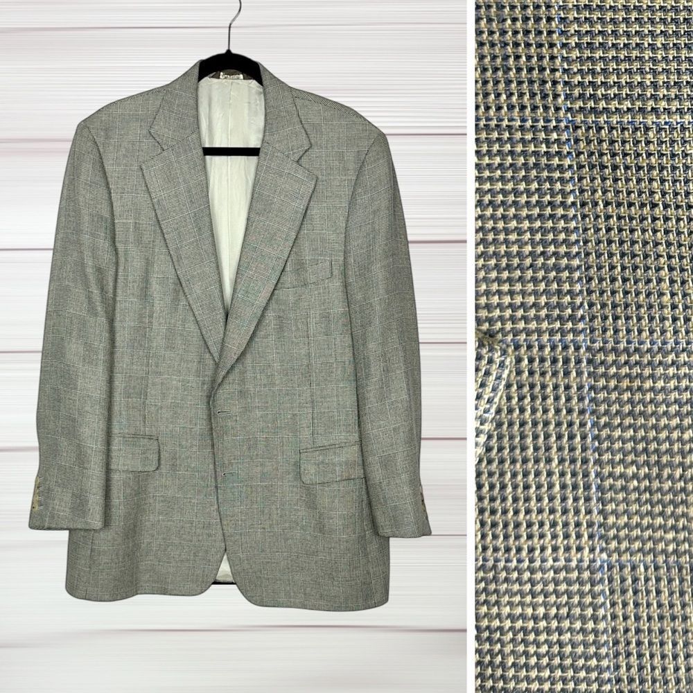 Paul Stuart Gray Sport Coat Wool Silk Linen Vintage Double Vented 44L Canada